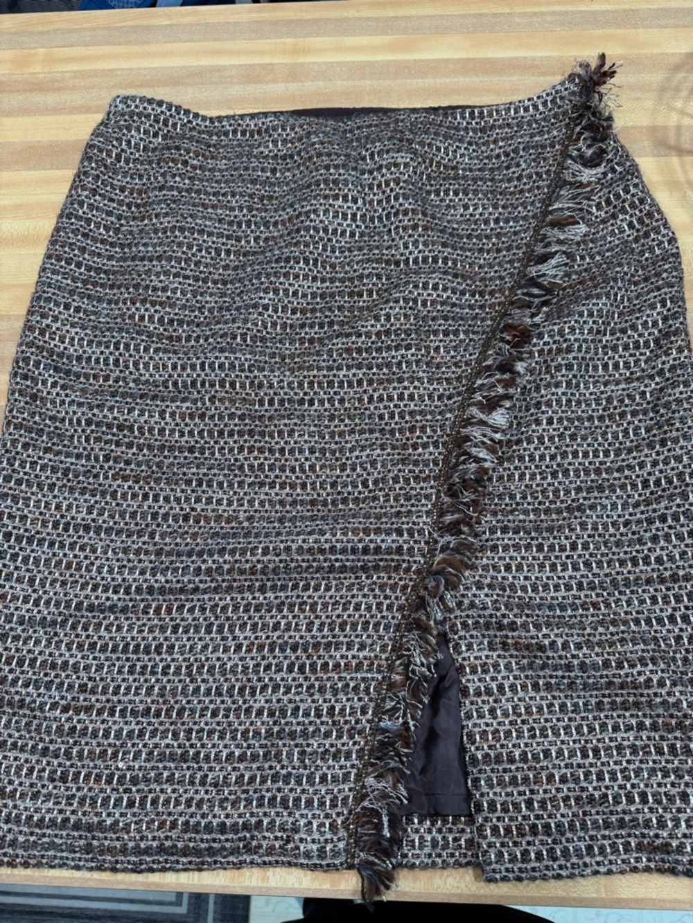 Lafayette 148 New York Chestnut Multi Fringe Wrap Skirt